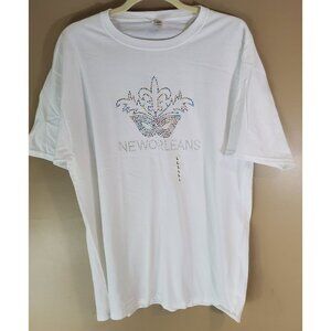 NWT New Orleans Sparkly Mask T-Shirt Sz L Mardi Gras Vacation Louisiana